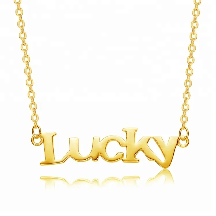 ACEWORKS High Polished Customized 925 Sterling Silver Personalized Initial Letter Lucky Symbol Necklace