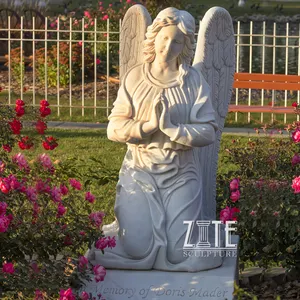 Ornamento de fábrica famosa escultura de estatua de Ángel de la guarda grande de mármol