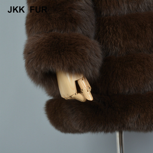 Venta <span class=keywords><strong>caliente</strong></span> rusa lujo Natural de piel de zorro ropa exterior proveedores chinos señoras hechas a mano Real Fox Fur Coat - Product Image 3
