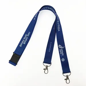 Datar Polyester Ini dengan Harga Murah Personalisasi Single Kustom Sublimasi ID Kartu Pemegang Lanyard dengan Double Snap Hook JOPL-025