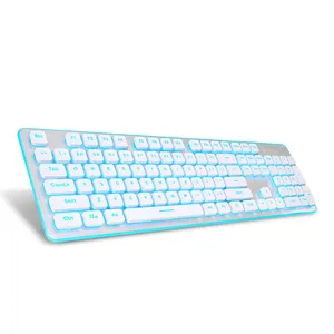 Aluminium Paduan Dua Warna Injeksi Tombol Kabel USB LED Backlit Permainan Office Keyboard