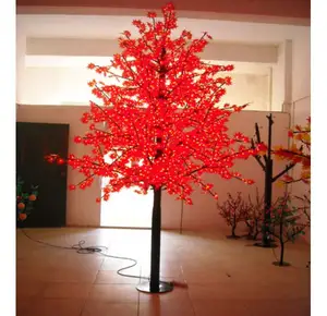 조경 led 단풍나무, 3m 인공적인 빨간 단풍나무 led 옥외 태양 나무 빛
