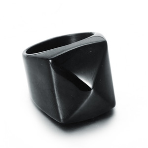 Nhà Máy Đẹp Độc Đáo Mens Hình Học Trang Sức Mát Punk Thiết Kế Trống 3D Thép Không Gỉ Tam Giác Nhẫn - Product Image 3