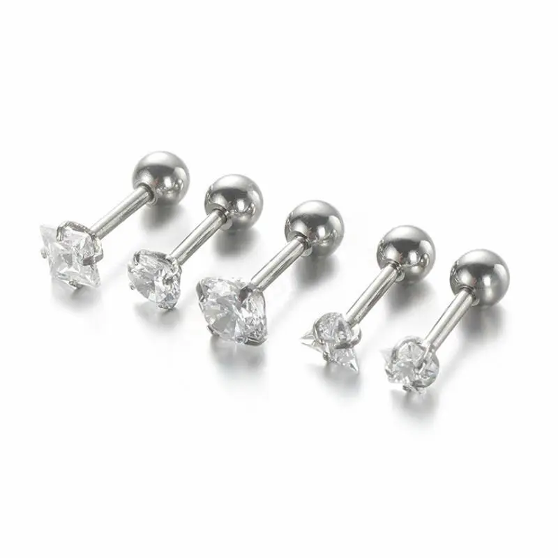 Mode 316L Rvs Body Piercing Sieraden Ster Hart Ronde Zirkoon Tragus Kraakbeen Oorbellen