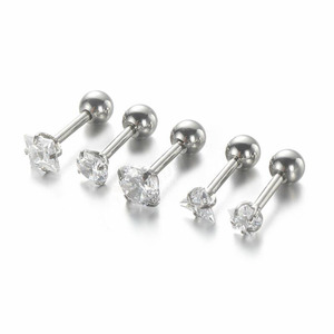 Moda per bambini 316L in acciaio inox per il corpo di nozze <span class=keywords><strong>Piercing</strong></span> gioielli stella cuore tondo zircone Tragus cartilagine orecchini - Product Image 1