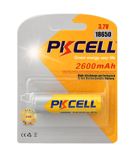 3.7V Rechargeable Lithium Ion Battery 18650 2600mAh