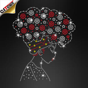 Transfert <span class=keywords><strong>thermocollant</strong></span> pour coiffeuse, motif en <span class=keywords><strong>strass</strong></span>, fille noire aux <span class=keywords><strong>cheveux</strong></span> afro, noir cristal - Product Image 1