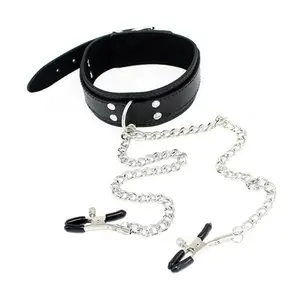 Fantasy SM Nipple Clamps with Metal Chain Sex Toys Neck Collar