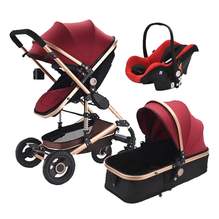 Premium Nieuwe Stijl Baby Kinderwagen 3 In 1 En 2 In 1 Kinderwagen Lederen Kinderwagen