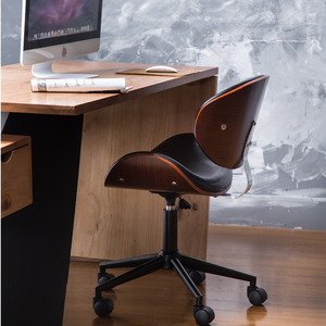 Roman design <span class=keywords><strong>noir</strong></span> en cuir en bois pivotant chaise de bureau - Product Image 4