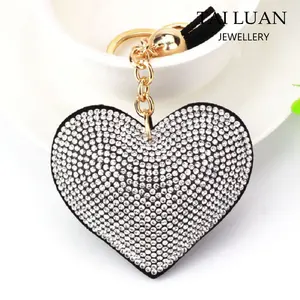 Tùy Chỉnh Tua Keychain Da Rhinestone Ban Đầu Móc Khóa Hình Trái Tim Rhinestone Keychain