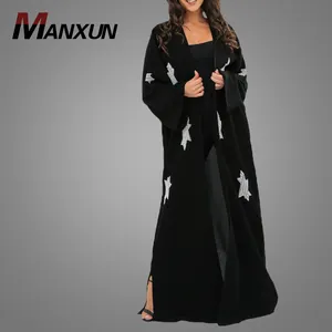 The Stars Newest Casual Muslim Abaya Long Cardigan Dress Kimono Ramadan Middle East Islamic Clothing