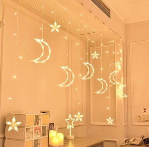 8 chế độ trong nhà ngoài trời giáng sinh ramadan Cổ Tích đèn <span class=keywords><strong>Led</strong></span> mặt trăng sao rèm cửa sổ Icicle chuỗi đèn cho kỳ nghỉ trang trí - Product Image 2