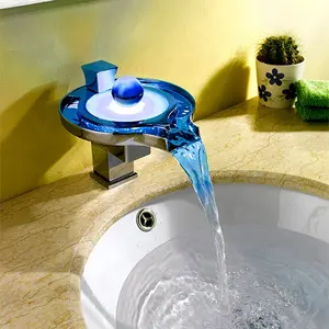 Temperature Change Hydroelectric Powered Bathroom Wash Basin Tap RGB LED Water Faucet Light