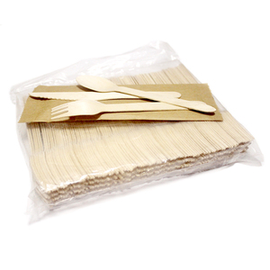 Restaurante de comida rápida Juego de cubiertos desechables de madera biodegradables ecológicos de 6,5 pulgadas con cuchillo Tenedor Cuchara Logotipo de estampado en caliente - Product Image 5
