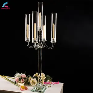 5 arms supporto di candela tavola di nozze centrotavola candelabri di cristallo da sposa