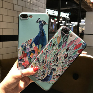 <span class=keywords><strong>Venta</strong></span> caliente 3D relieft Pavo Real impermeable suave TPU cubierta caso del teléfono móvil para el iPhone 6 S 7 8 más X - Product Image 1