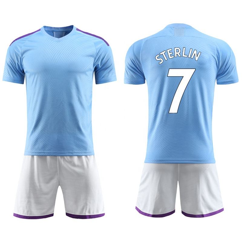 Custom 2019 Club New Design Cheap Man Football Jersey Blue City Soccer Uniform Kit