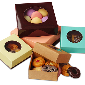 Wholesale Custom Small Rectangle Luxury Bakery Cookie Donut Packaging Paper Pastry Box with Window