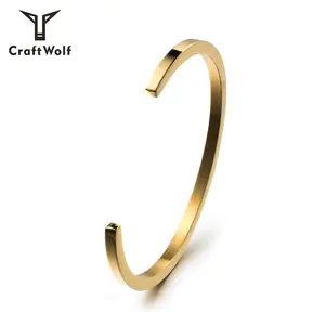 Craft Wolf Gelang Pesona Pesta Pria, Perhiasan Gelang Stainless Steel Kustom Perak Emas, Gelang Pesta Manset untuk Pria