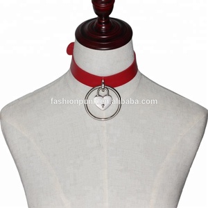 Gargantilla de cuero hecha a mano Harajuku, moda Sexy, cinturón Punk <span class=keywords><strong>Rock</strong></span> gótico, Collar redondo con cierre de corazón, Collar de tuerca - Product Image 4