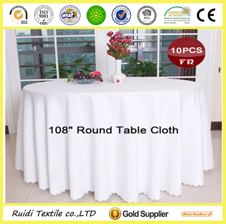 Table Cloth 108" Round White Polyester Wedding Decor Table Cover Cloth for Banquet Party Hotel Home Marriage