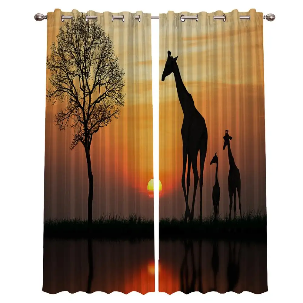 Giraffe Druck Tier Bereit Made Blackout Vorhang Hause Fenster Vorhang Modelle