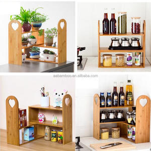 2 שכבות עץ שולחן טבעי במבוק צמח Stand מדף מתלה - Product Image 1