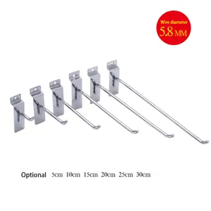 factory price customized mobile single wire silvery slat wall display hooks with hanger clothes