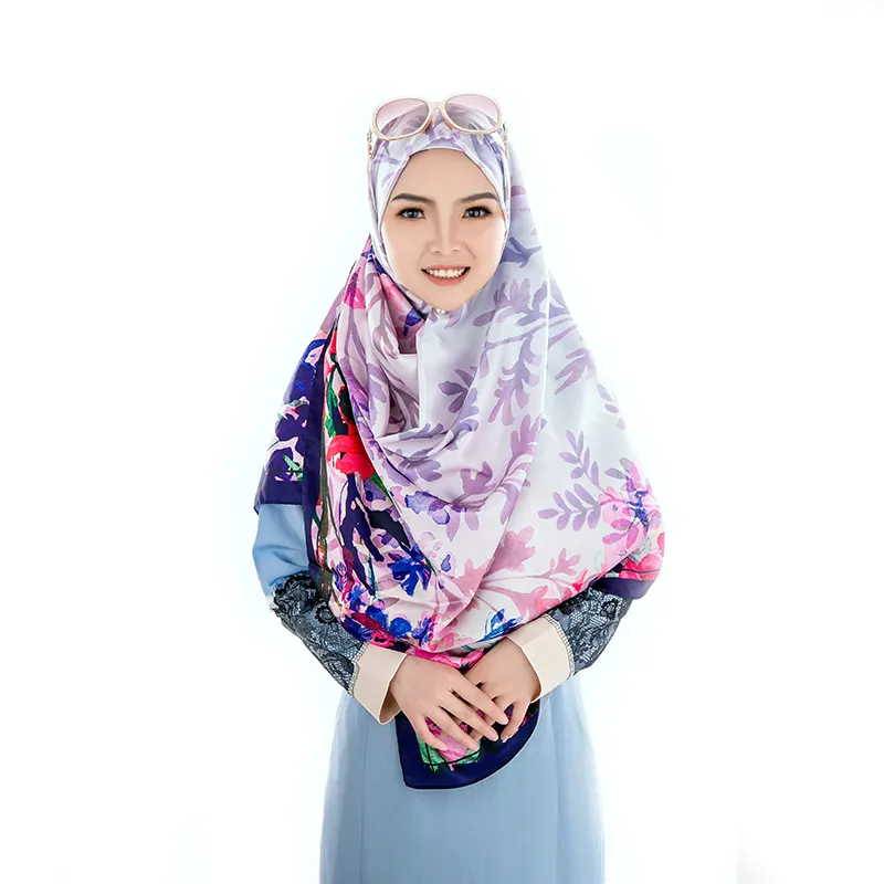 Hijab de gasa de LICRA satinado impreso, hecho a medida, para verano