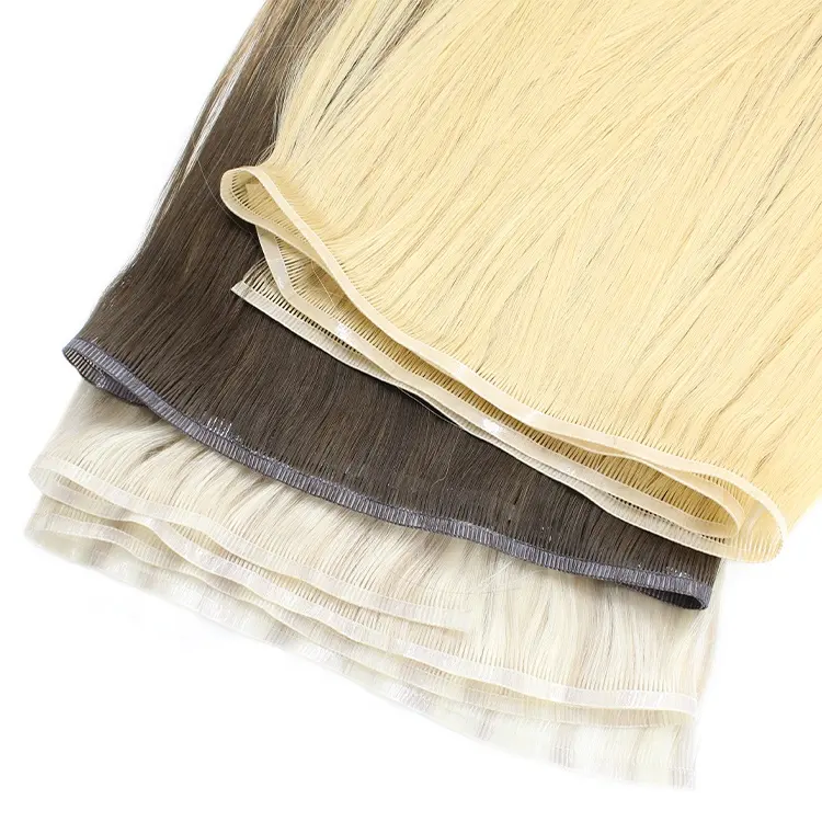 सुपर-पतली आधार अदृश्य रेशम फ्लैट कपड़ा डबल खींचा स्लाव रूसी फ्लैट कपड़ा बाल एक्सटेंशन