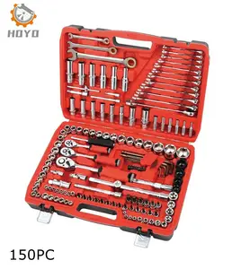 150 stks 1/4 ", 3/8", 1/2 "sockets set steeksleuteldop/combinatie wrench gereedschap set dubbele kleur case