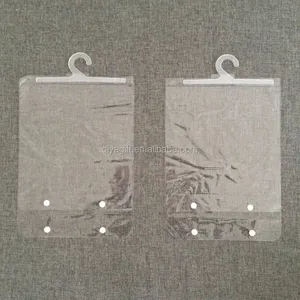 Transparent pvc packing clear plastic packaging bag with hook