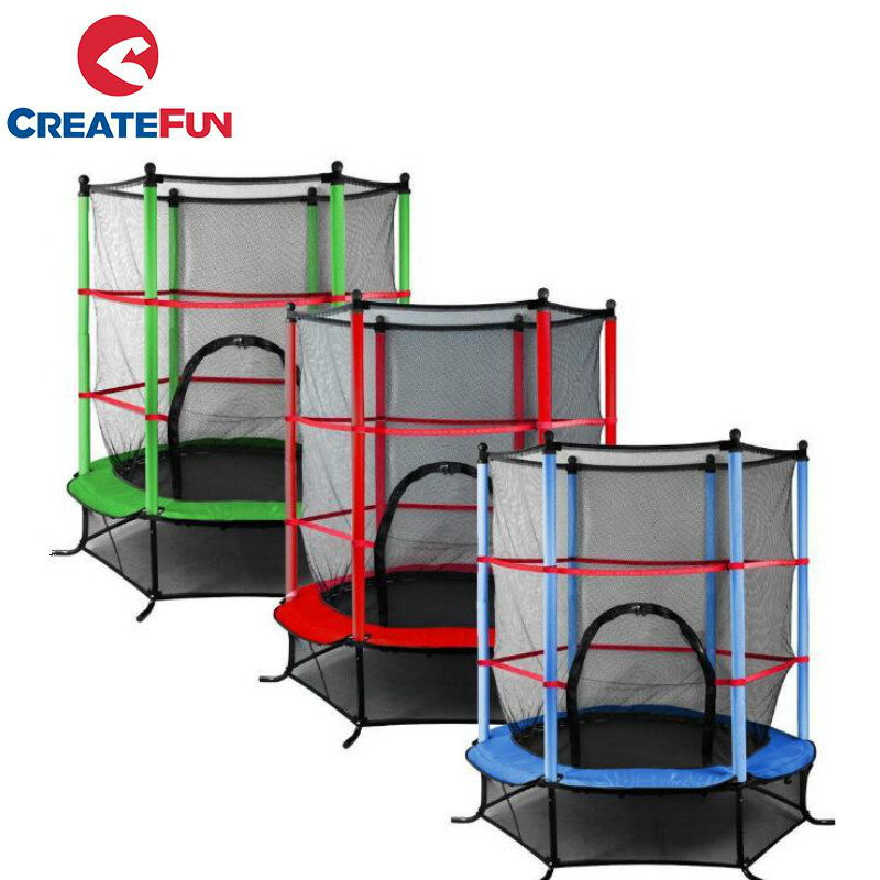 CreateFun 55-Inch Steel PVC Frame Soft Safe Kids Indoor Outdoor Mini Trampoline 140 Fitness Jumping