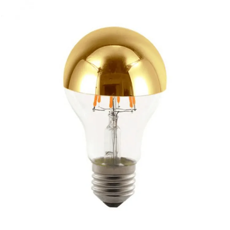 Năng Lượng Thấp A60/A19 6W Tương Đương E26 Cơ Sở LED Filament Vintage Edison Bulb Với Gương Nửa Chrome Bóng Đèn Vàng Cho Trong Nhà