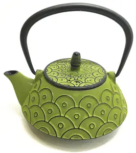 Kongfu-Olla de té de hierro fundido de 0,8 L, tetera de té de hierro fundido esmaltado de porcelana con diseño a escala