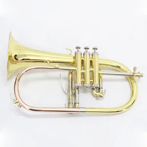 Corpo de bronze Rose Lacado de Ouro Bb Flugelhorn Válvulas de Aço Inoxidável Tubo de Bronze Sem Chumbo