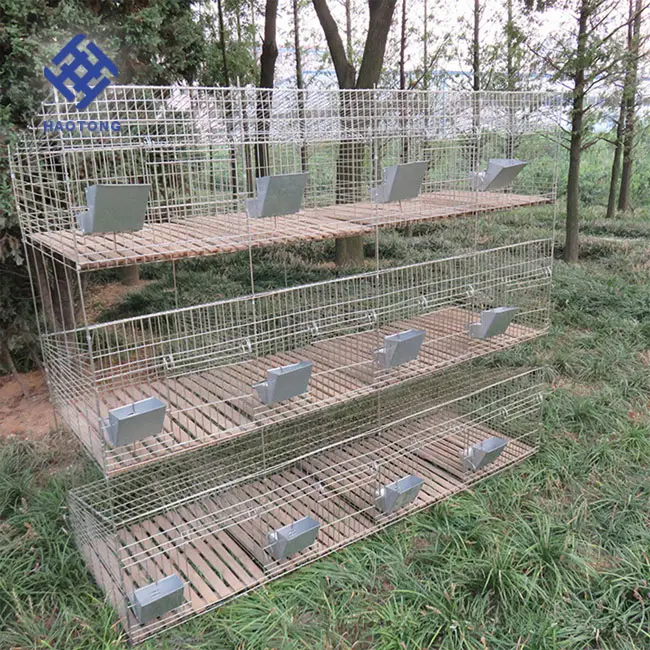 Factory Price Supply Rabbit Cage Competitive Price 3 /4 Tiers,animal Cage Farms 9/12/16/18/24 Rabbit Wooden 2.0-4.0MM HT-RC013