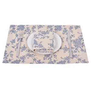 Printed Cotton Linen Dining Placemat Wholesale Double Layer Placemat Printed Table Mats