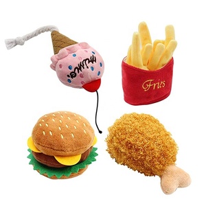 Toptan eko dostu sevimli Fast Food tavuk dondurma yumuşak dayanıklı Squeaky Pet peluş oyuncak köpek - Product Image 1