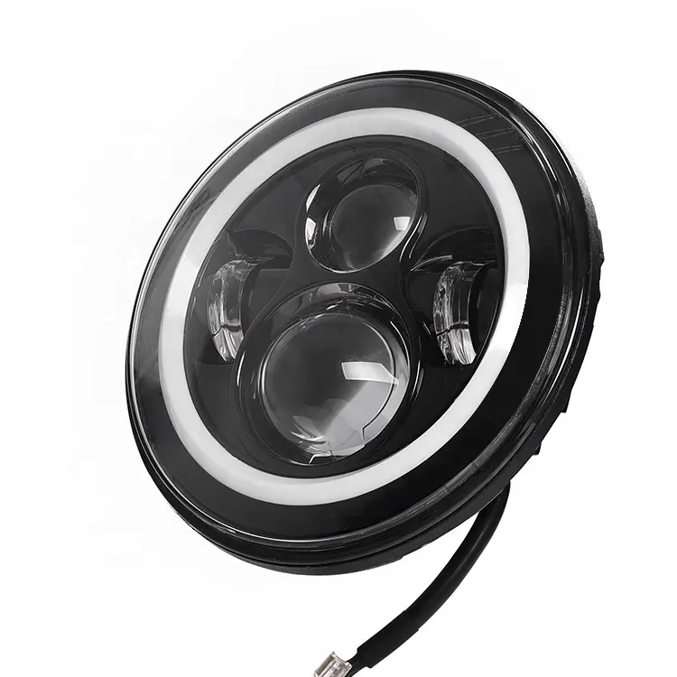 Đèn Pha LED Tròn 7 Inch Cho Xe Jeep Wrangler JK JL TJ Hummer H2 Land Rover Defender Drl Đèn Pha Cho Xe Máy Harley Davidson