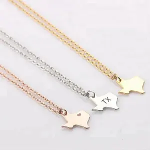 MECYLIFE Tiny State Pendant Necklace Gold State With Heart Texas Charm Necklace