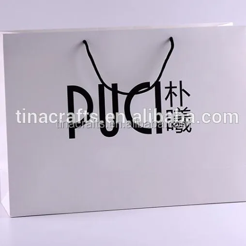 Custom made art paper bag with LOGO printing matt lamination shopping bag with string for clothes