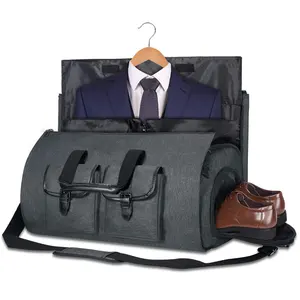 OEM custom luxury large suit travel organizer with shoe pouch garment duffel bag