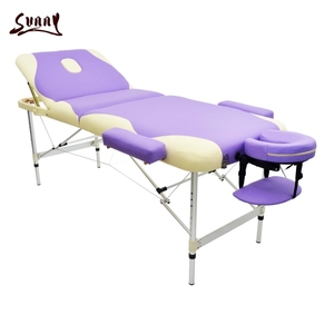 <span class=keywords><strong>Table</strong></span> <span class=keywords><strong>de</strong></span> <span class=keywords><strong>massage</strong></span> crème <span class=keywords><strong>violette</strong></span>, <span class=keywords><strong>pliante</strong></span>, portable, en aluminium, 3 sections, deux couleurs, livraison gratuite - Product Image 1
