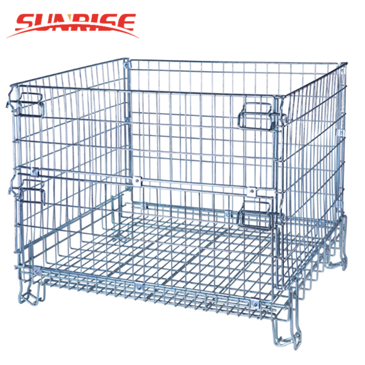 Складные контейнеры ячеистой сети металлические поддоны складные клетки с 500 кг емкости сверхмощная гальванизированная 5,0/6,0 мм 500-2000kgs