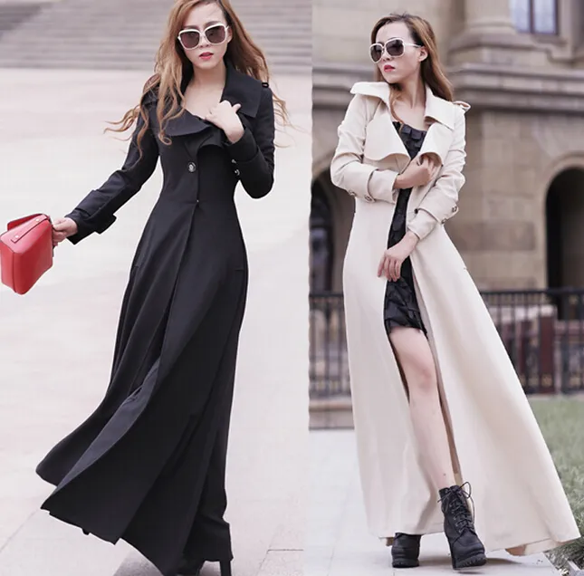 DY2605W New style ladies winter woolen slim long maxi trench coat