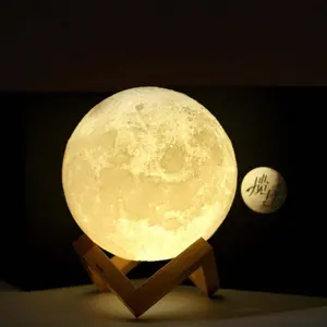 High Quality 3d Print Moon Shaped 8cm 16 Colors Gift Boxes LED 3D Moon Lamp Light