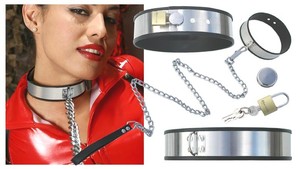 Yeni BDSM yetişkin seks oyuncakları paslanmaz çelik silikon yaka seks çiftler için oyuncaklar oyunları köle yaka - Product Image 4