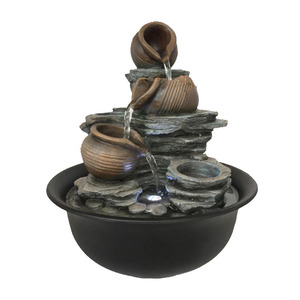 Fontaine à <span class=keywords><strong>trois</strong></span> pots en cascade avec décoration aquatique - Product Image 1